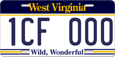 WV license plate 1CF000