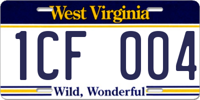 WV license plate 1CF004