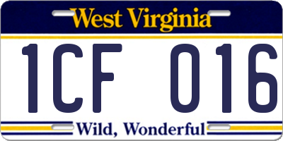 WV license plate 1CF016