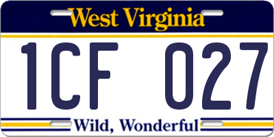 WV license plate 1CF027