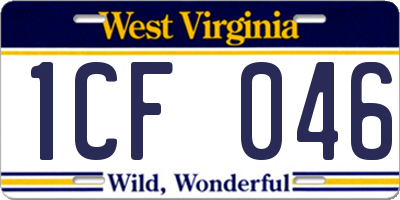WV license plate 1CF046
