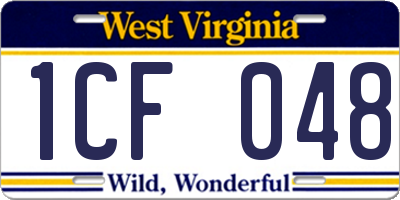 WV license plate 1CF048