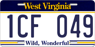 WV license plate 1CF049