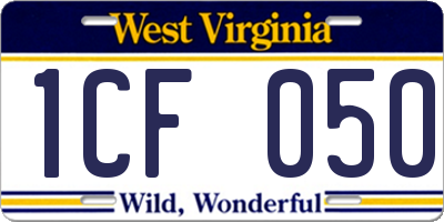 WV license plate 1CF050