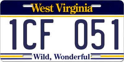 WV license plate 1CF051