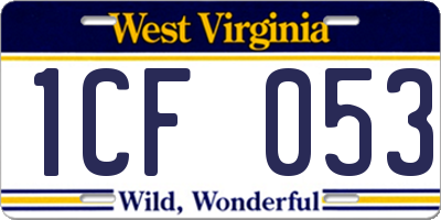 WV license plate 1CF053