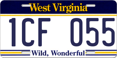 WV license plate 1CF055