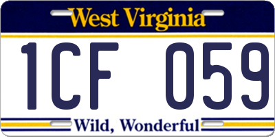 WV license plate 1CF059