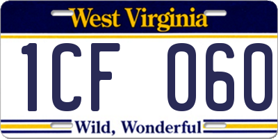 WV license plate 1CF060