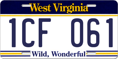 WV license plate 1CF061