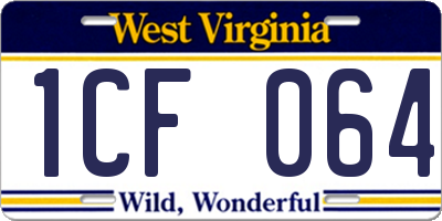 WV license plate 1CF064