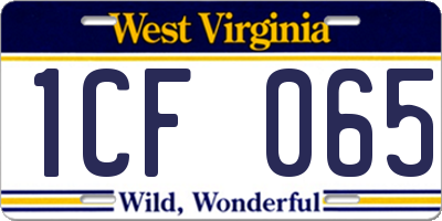WV license plate 1CF065