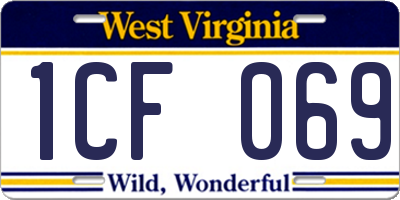 WV license plate 1CF069