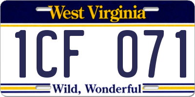 WV license plate 1CF071