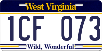 WV license plate 1CF073