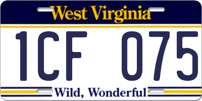 WV license plate 1CF075