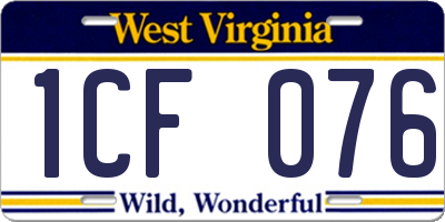 WV license plate 1CF076