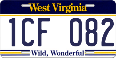 WV license plate 1CF082