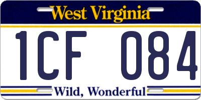 WV license plate 1CF084
