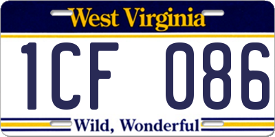 WV license plate 1CF086