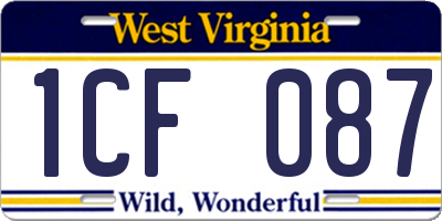 WV license plate 1CF087