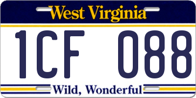 WV license plate 1CF088