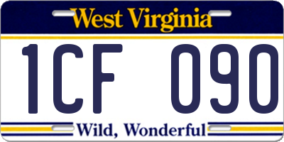 WV license plate 1CF090