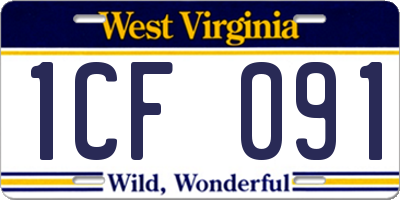 WV license plate 1CF091