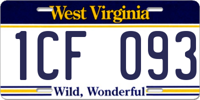 WV license plate 1CF093