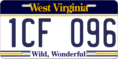 WV license plate 1CF096