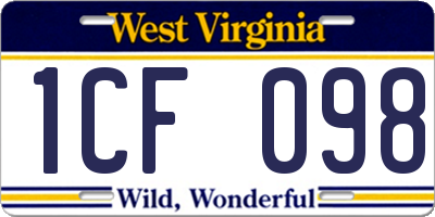 WV license plate 1CF098