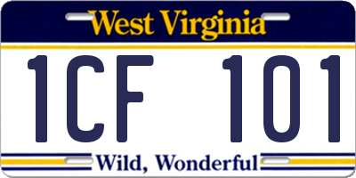 WV license plate 1CF101