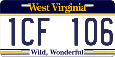 WV license plate 1CF106