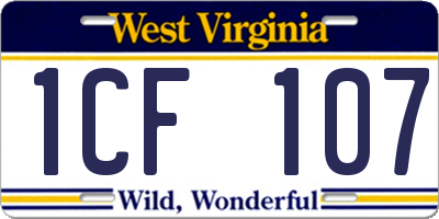WV license plate 1CF107