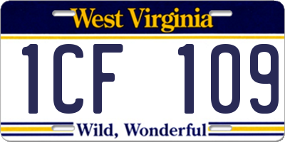 WV license plate 1CF109