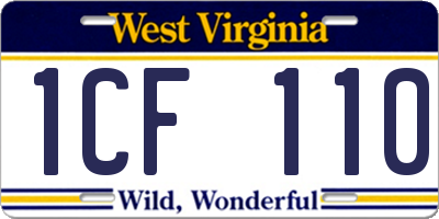 WV license plate 1CF110
