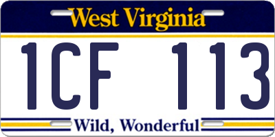 WV license plate 1CF113