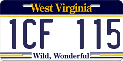 WV license plate 1CF115