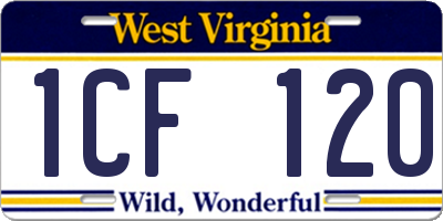 WV license plate 1CF120