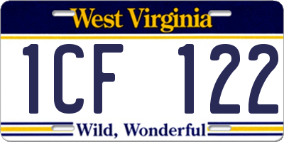 WV license plate 1CF122