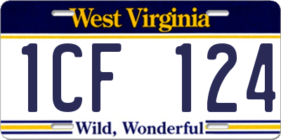 WV license plate 1CF124
