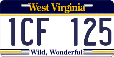 WV license plate 1CF125
