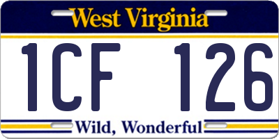 WV license plate 1CF126