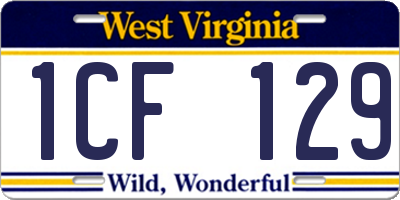 WV license plate 1CF129