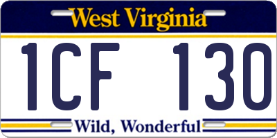 WV license plate 1CF130