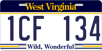 WV license plate 1CF134