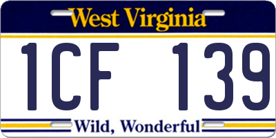 WV license plate 1CF139