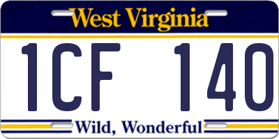 WV license plate 1CF140