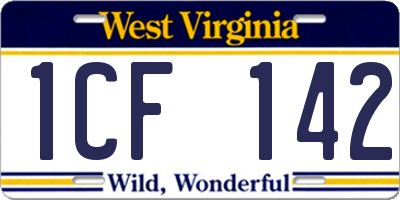 WV license plate 1CF142