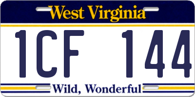 WV license plate 1CF144